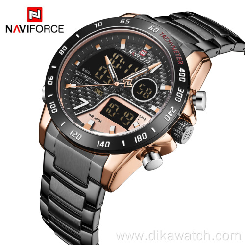 NAVIFORCE 9171 Hot Sale Luxury Men's Fashion Watches with Stainless Steel Dual Display Waterproof Sport Military Wrist Watches